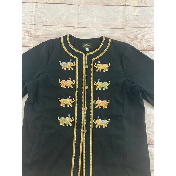 Vintage Bob Mackie Elephant Embroidered Werable Art Button Front Evening Jacket - Picture 7 of 13